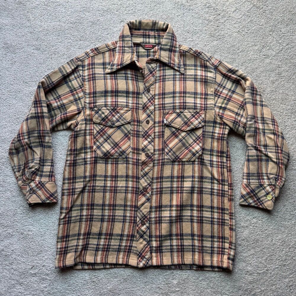 Vintage 70s Made In USA Levi’s Multicolor Plaid Flannel Button Front Shirt